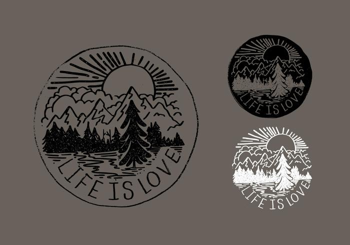 Life Is Love Mountain Badge Vectors