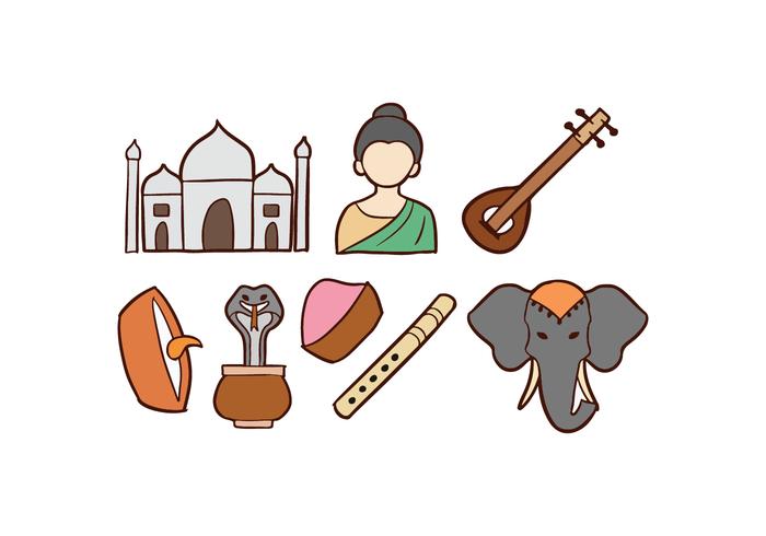 India Doodle Icons vector