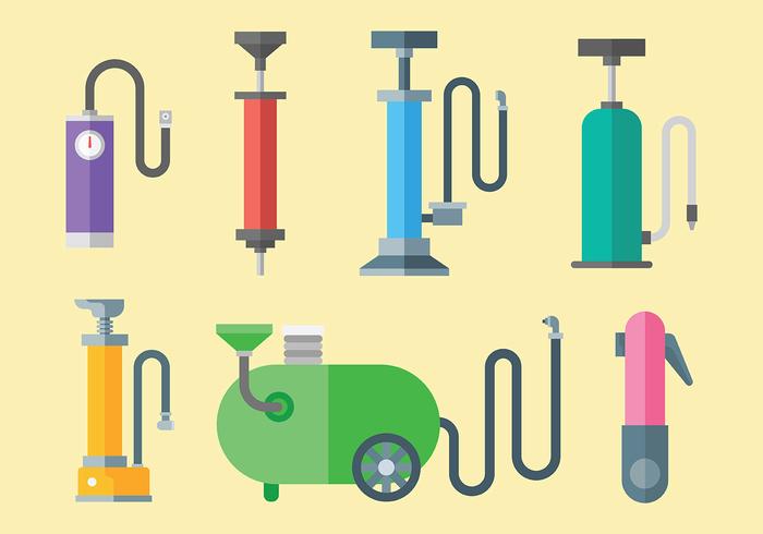 Colorful Air Pump Icons Vector