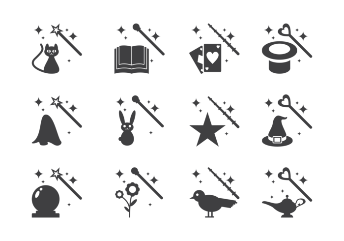 Magic Stick and Elements Icons Vector