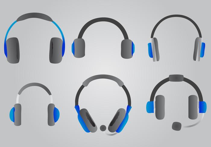 Blue Headphone Vector Set