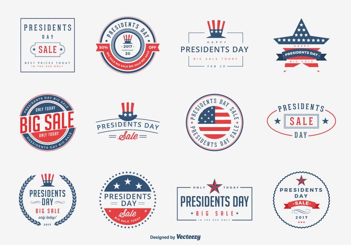 Presidents Day Sale Emblems Vector Set