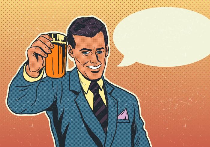 Vector Cheers Businessman With Pint of Beer 