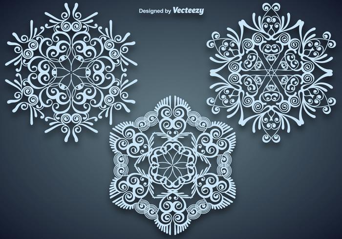 Vector Set Of Gorgeous Large Blue Snowflakes