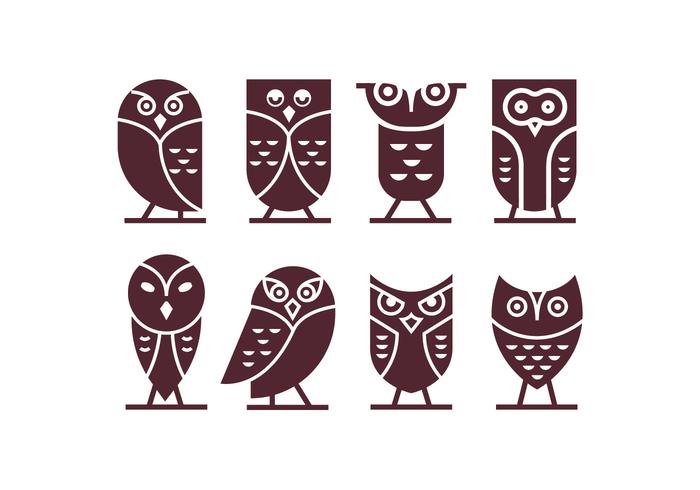 Dark Chocolate Brown Owl Vector Icons