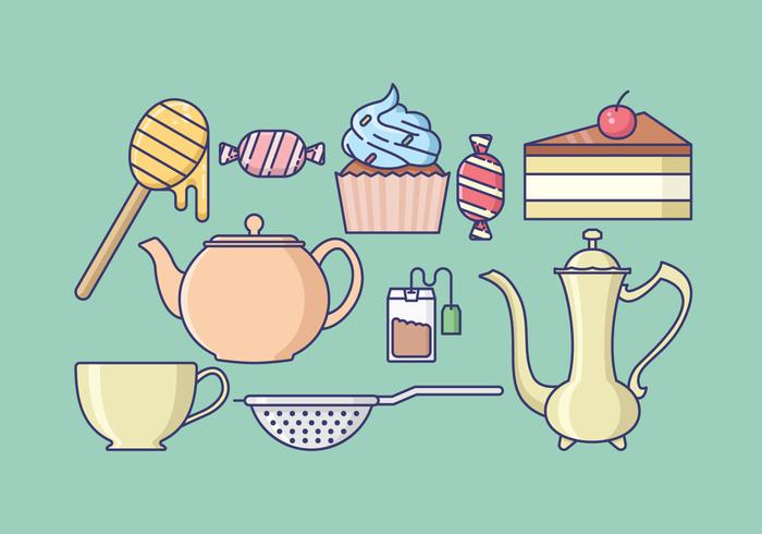 Tea Time Icons Collection vector