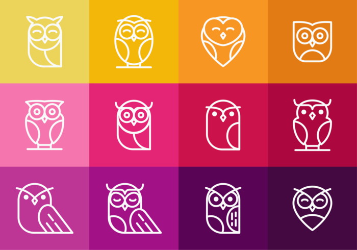 Coruja Owl Outline Icons vector