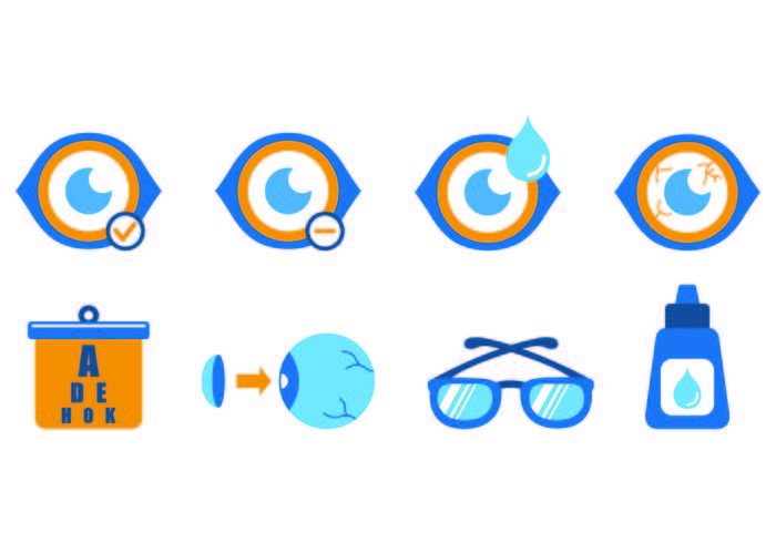 Set Of Blue Eye Doctor Icons vector