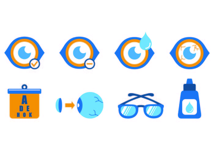 Set Of Blue Eye Doctor Icons vector