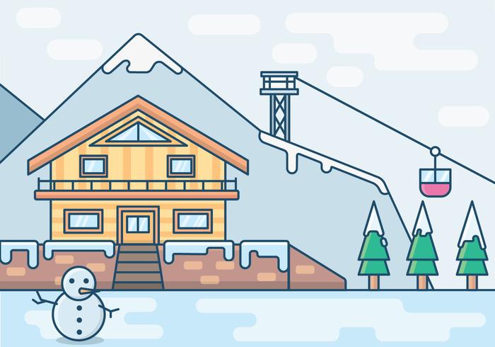 Una ilustración de un complejo de vacaciones en invierno vector