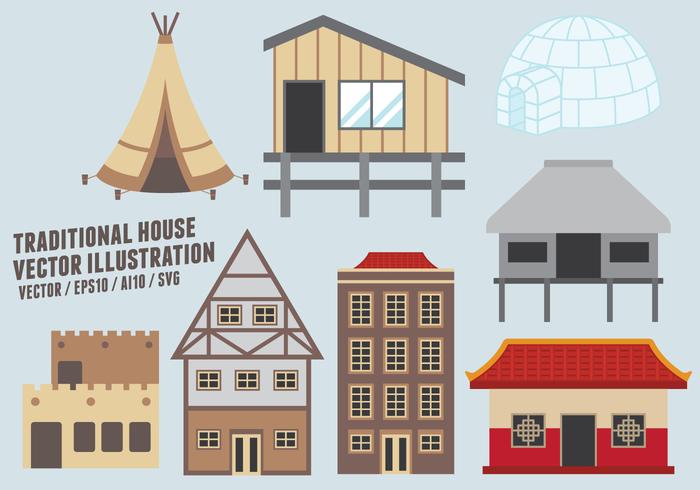 Ilustración vectorial Casa tradicional vector