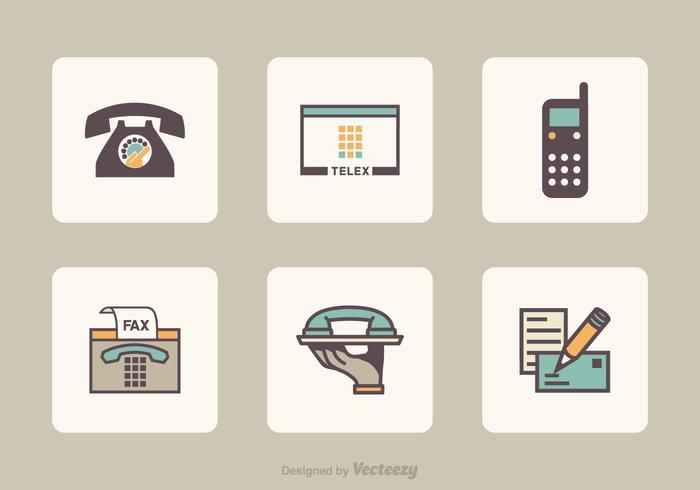 Piso de comunicación retro iconos vectoriales vector