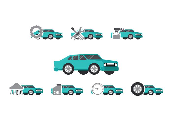 Teal Car Auto Body Icon Vectors