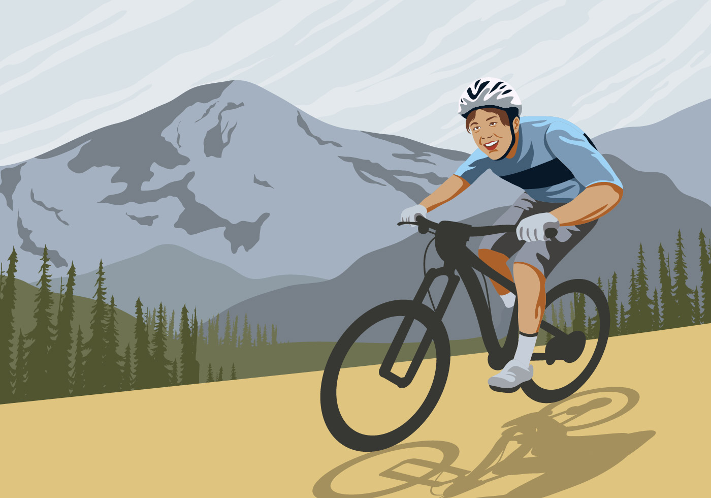 Bike Trail on a Mountain Vector Download Free Vectors