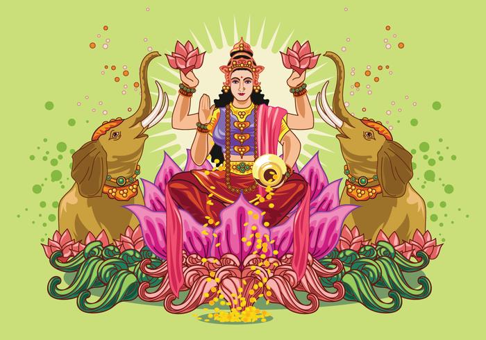Vector Illustration of Goddess Lakshmi
