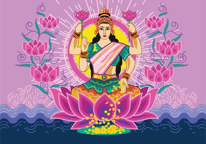 Vector Illustration of Goddess Lakshmi