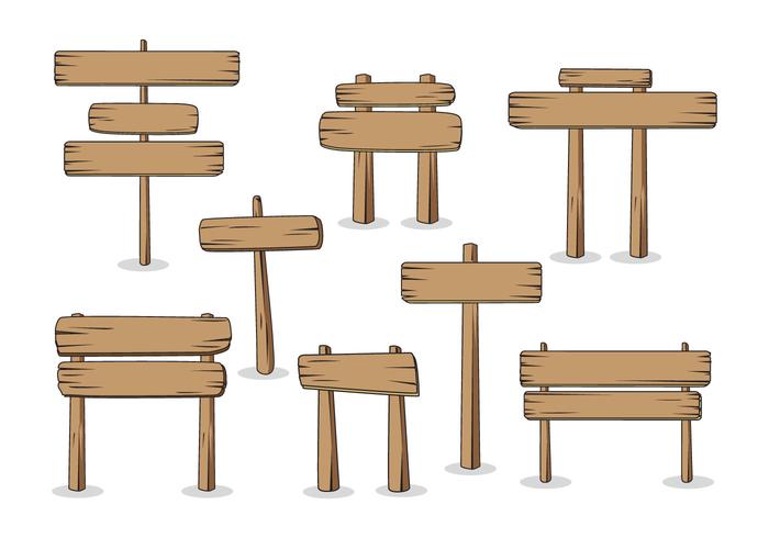 Madeira señales de madera vectores de mesa