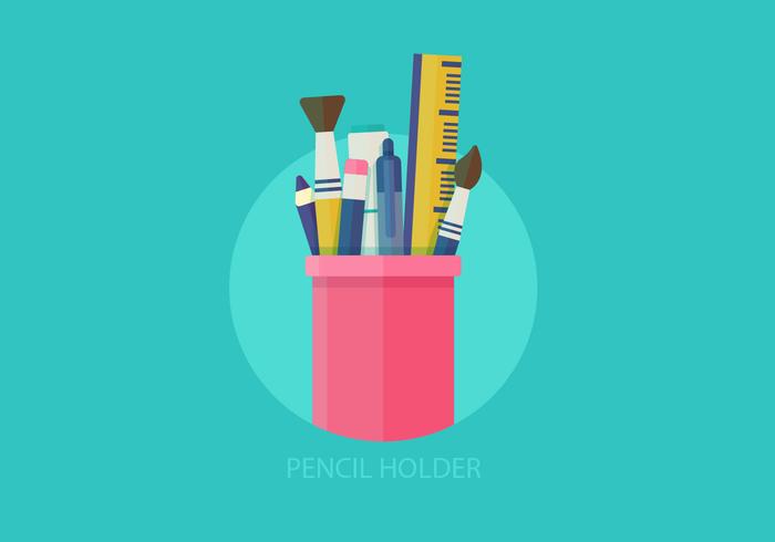 Pen Holder Flat Vector Illustration