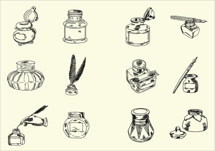 Sketchy Hand Drawn Ink Jar Vectors