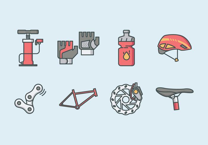 Bicycle Parts And Accessories Icon Pack vector