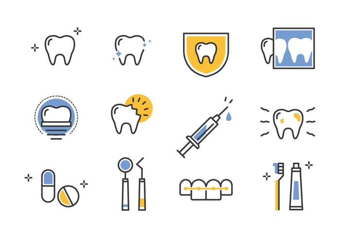 Dentista line icons set