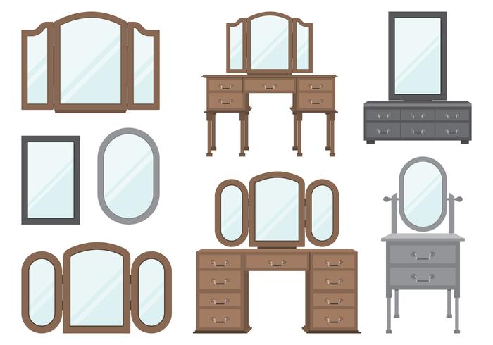 Wooden Dressing Tables Set vector