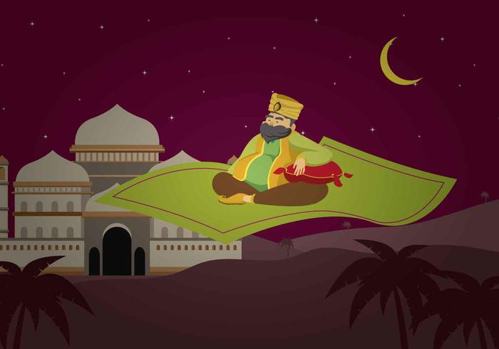 Free Sultan Riding Magic Carpet Illustration vector