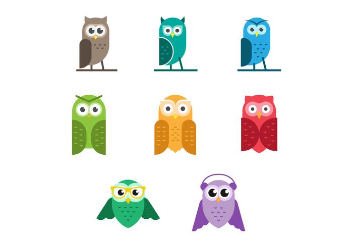 Free Set of Cute Owls Vector