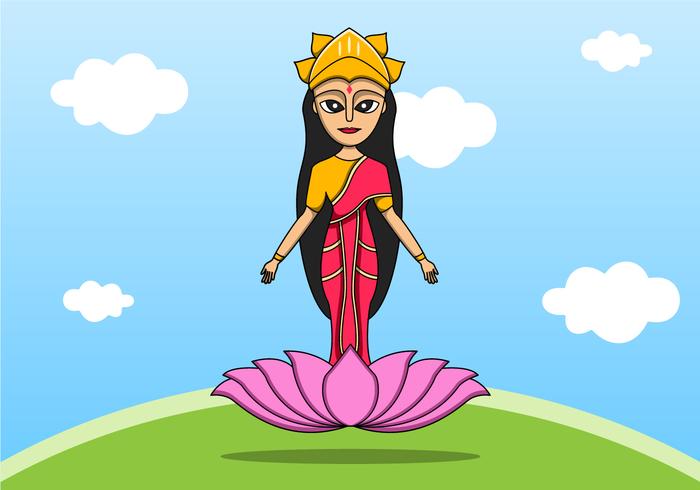 Indio Lakshmi diosa de Lotus vector