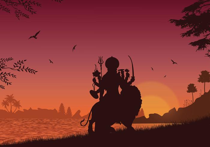 Durga Silhouette Vector