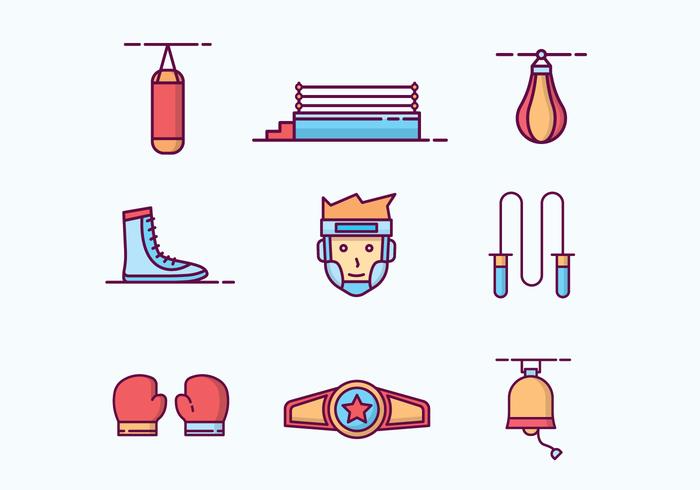 Free Outlined Boxing Icons vector