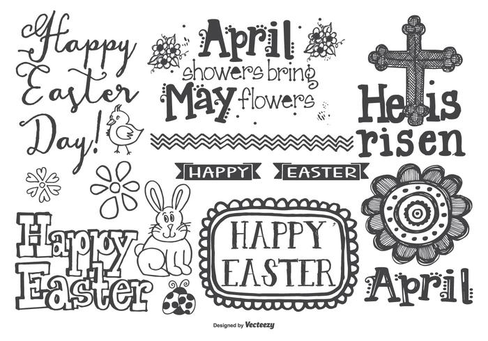 Cute Hand Drawn Style Easter Doodles vector