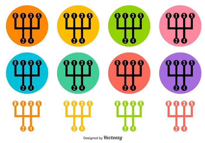 Colorful Gear Shift Vector Icons Colorful Gear Shift Vector Icons