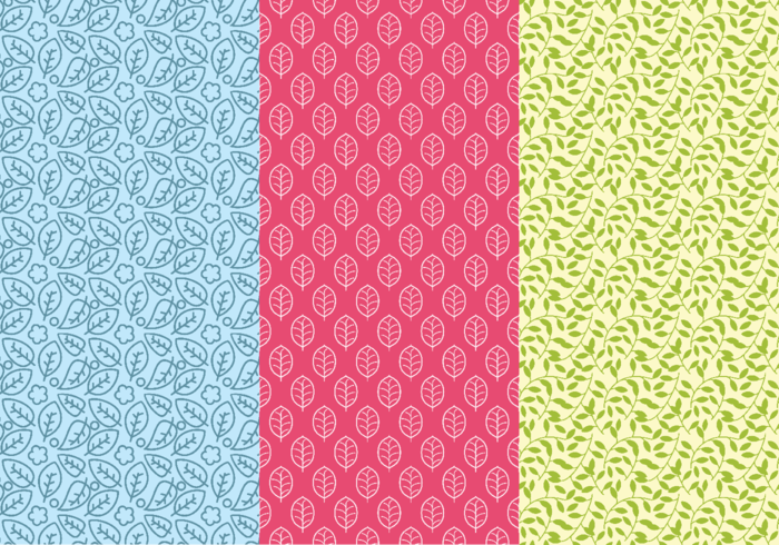 Leafy Background Daun Seamless Patterns vector