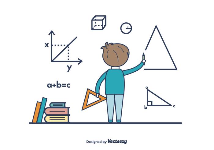 Muchacho que hace matemáticas vectoriales vector