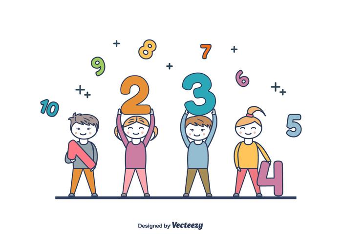 Kids Holding Numbers Vector
