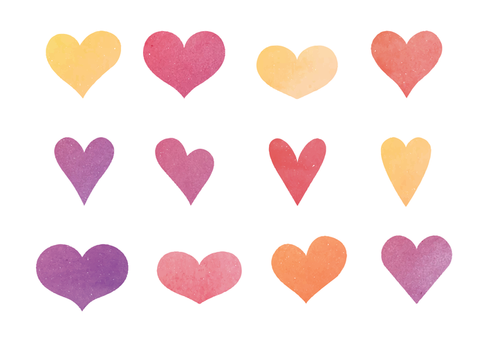 Cute Watercolor Hearts Vector