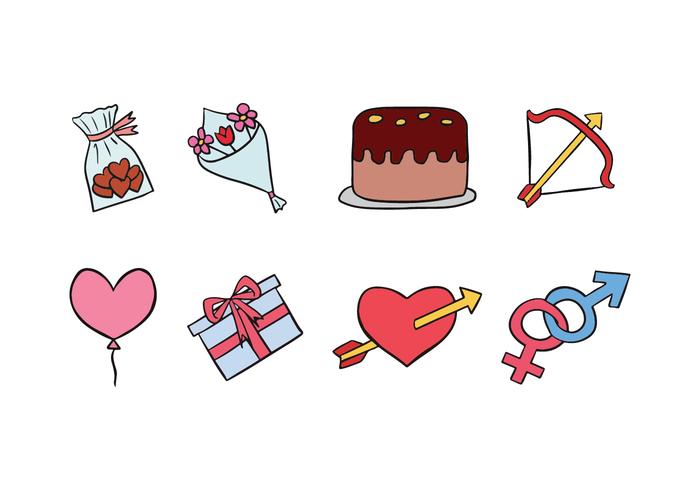 Valentine iconos del Doodle vector