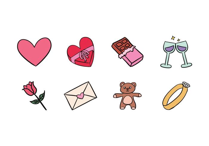 Valentine iconos del Doodle vector