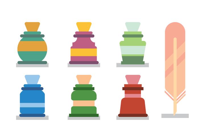 Ink Well Color Set vector