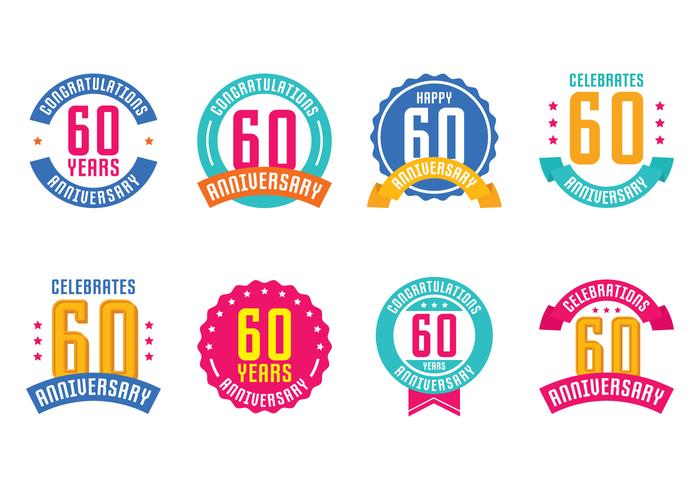 60th Anniversary Emblems vector