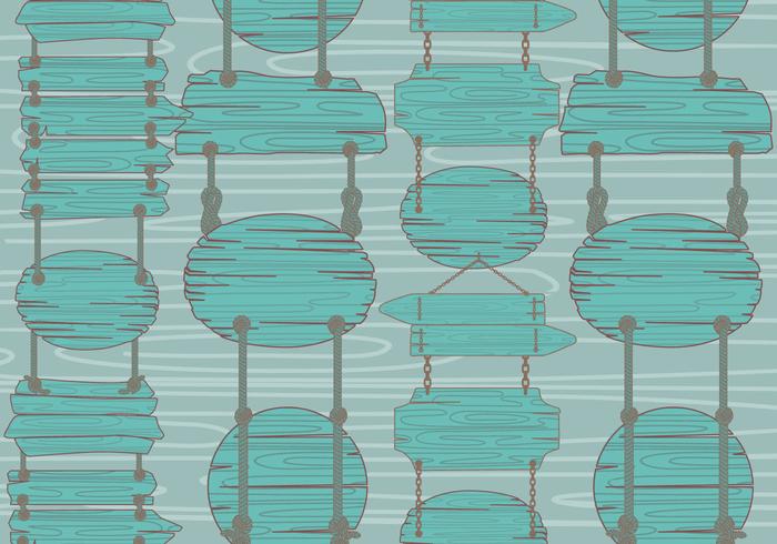 Teal Wood Sign Madeira Pattern Vector