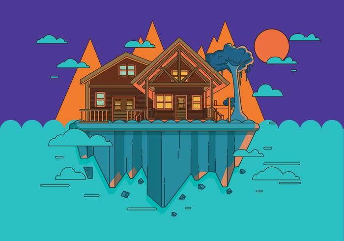 Mountain Chalet Scene Vector