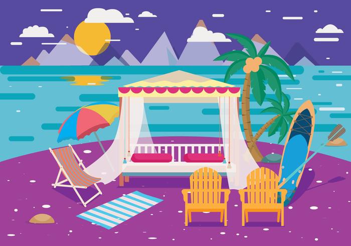 Cabana Night View Vector