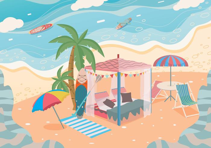 Private Cabana Beach Vector