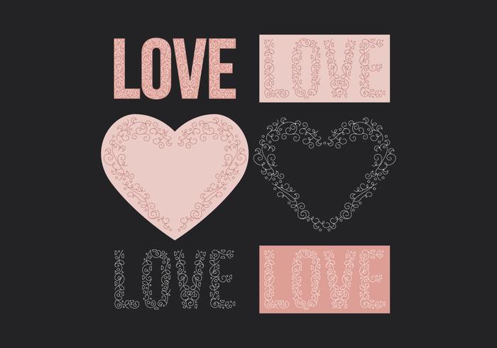 Vector Hearts and Text Delicate Elements
