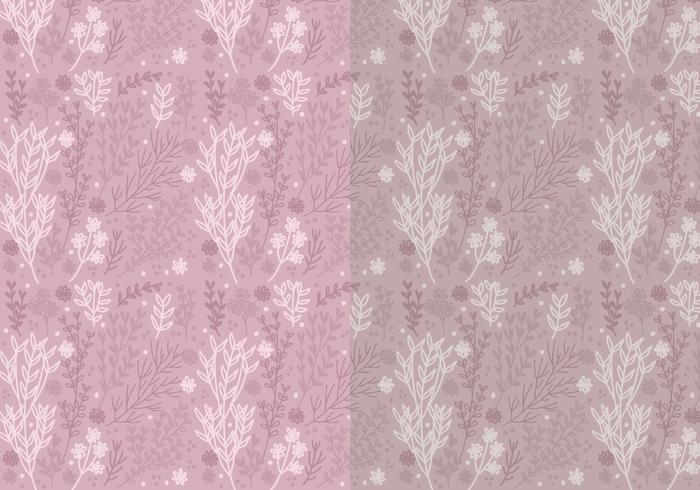 Two Vector Patterns of Hand Drawn Floral Elements