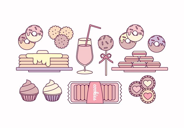 Vector Outline Illustrations of Sweets