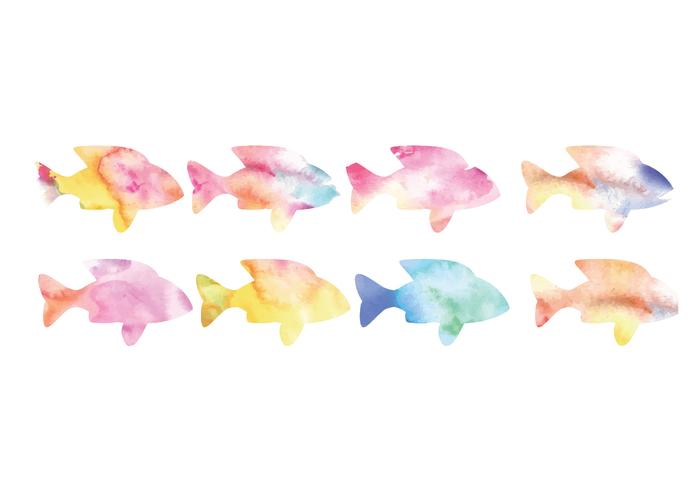 Vector Collection of Watercolor Fishes Vector Collection of Watercolor Fishes