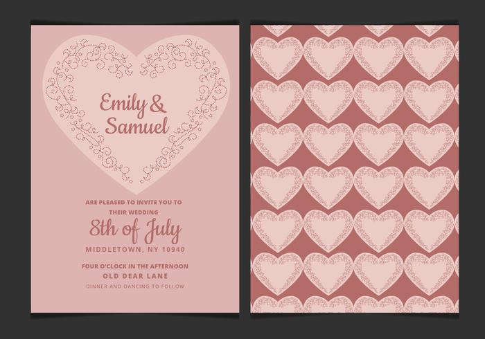 Vector Wedding Invitation with Delicate Heart Vector Wedding Invitation with Delicate Heart